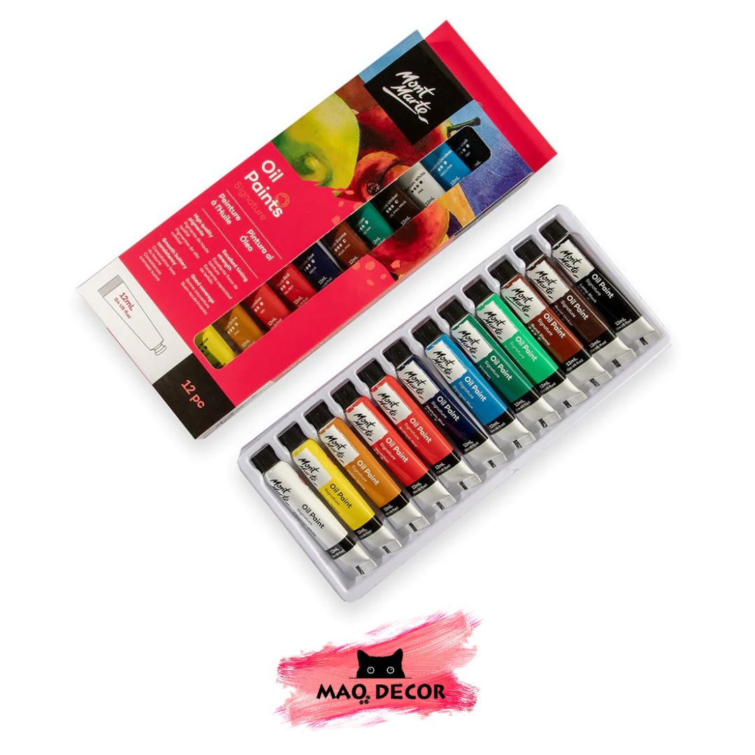 Bộ sơn dầu mont marte 12pc/24pc x 12ml, oil paint màu hạng họa sĩ