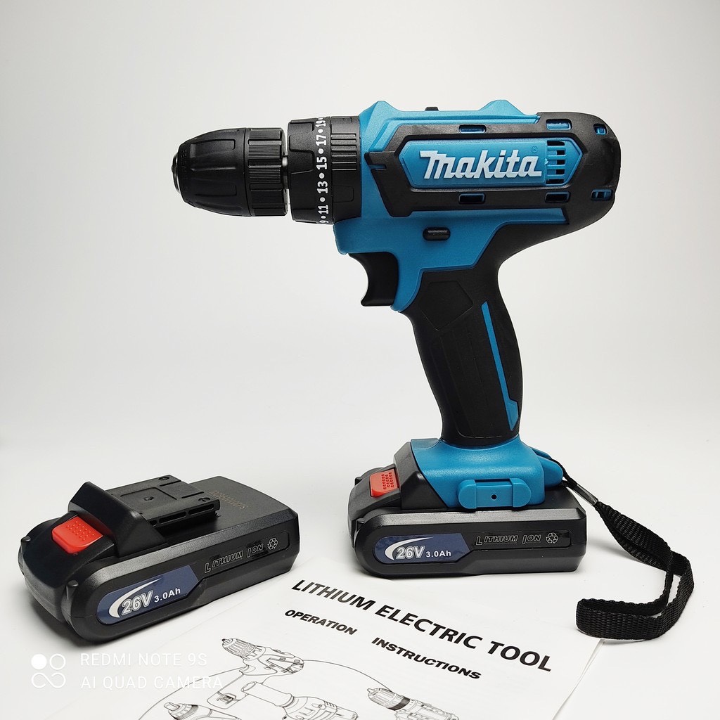Máy khoan pin, bắn vít makita 26v - 3 chế độ khoan - bộ phụ kiện 24 chi tiết đi kèm