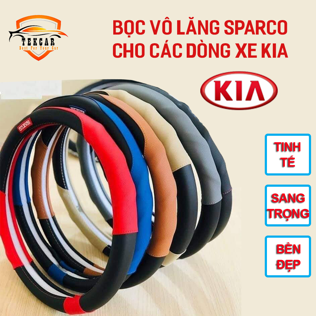 Bọc vô lăng, bọc da tay lái sparco cho xe Kia Morning , K3 , Cerato, Sedona, Forte, Sorento, Rio, Carens bọc tay lái, bọc da volang, bảo vệ bọc vô lăng nguyên bản các dòng ô tô xe hơi phổ thông size 38-39cm