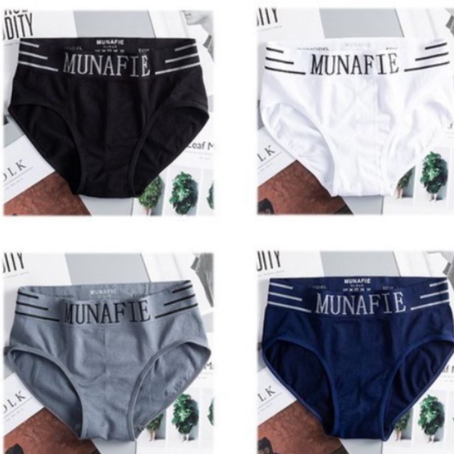 Bộ 5 Quần sịp đùi Munafie cạp dệt xuất Nhật - Quần Lót Đùi Boxer nam cao cấp one size 58-75kg