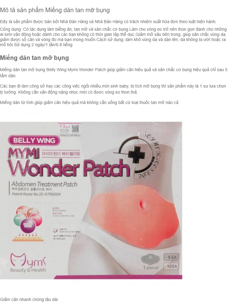 [HCM]Hộp 05 Miếng dán tan mỡ bụng