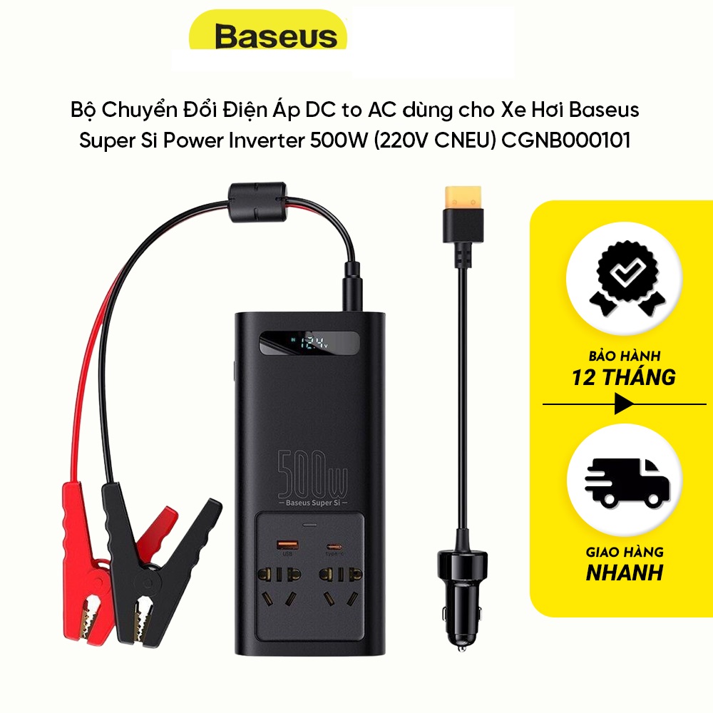 Bộ chuyển đổi điện áp DC to AC 500w dùng cho ô tô Baseus CGNB super si power inverter