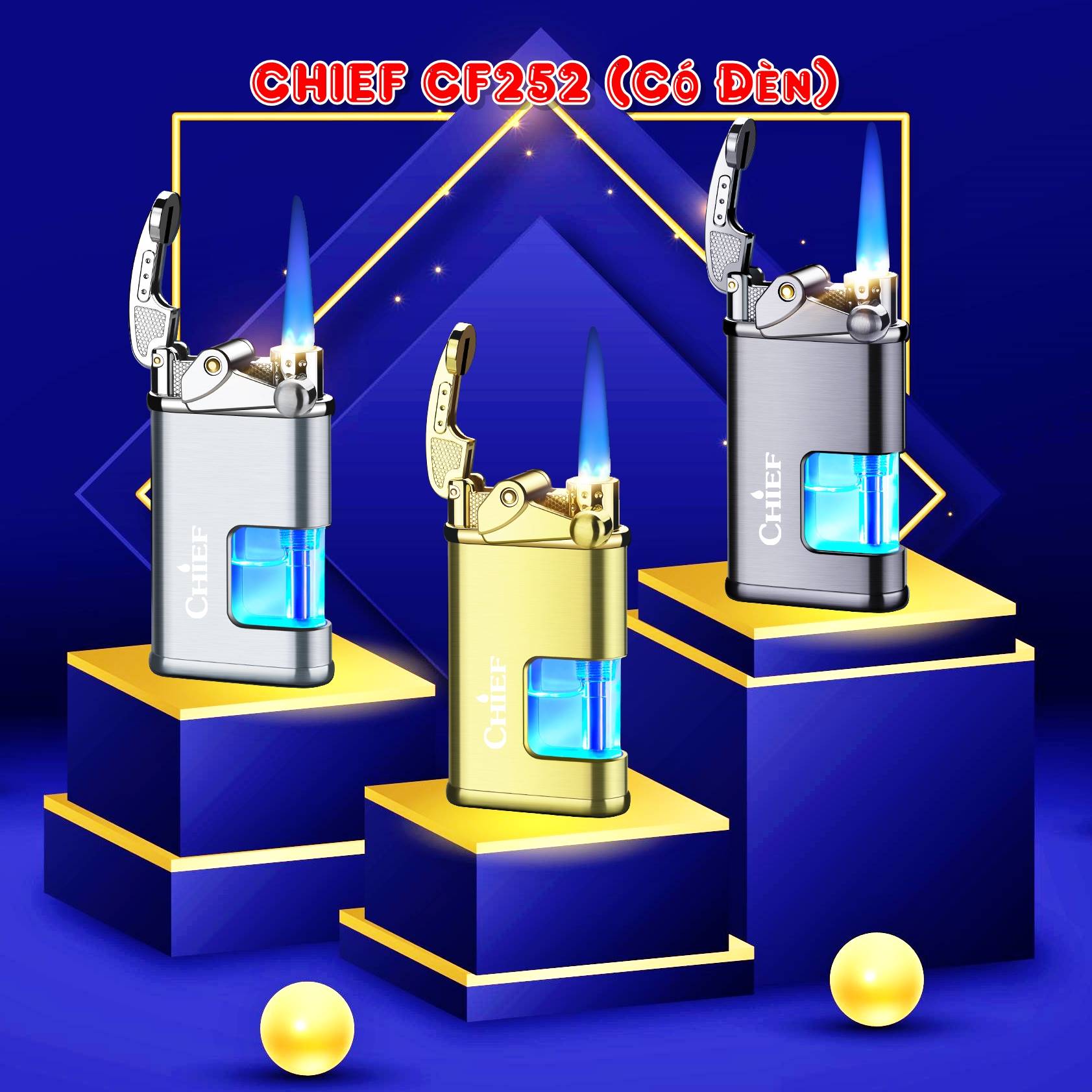 Bật lửa khè gas lộ thiên chief búng tay đánh lửa cf252 giao ngẫu nhiên màu
