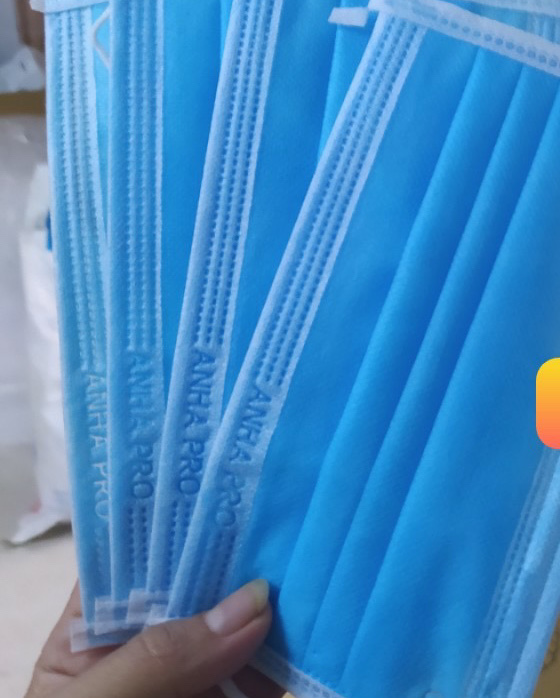 [HCM][Combo 4 hộp] Khẩu trang Y Tế màu xanh An Hạ. 4*50= 200 cái. Vải không dệt dập LOGO