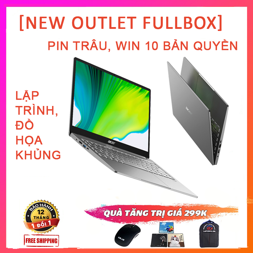 [Trả góp 0%](NEW OUTLET) Acer Swift 3 2020 (SF314-42) Chạy Đa Nhiệm Lập Trình Siêu Mạnh Pin Khủng Ryzen R5-4500U, RAM 8G, SSD NVMe 512G, VGA AMD Vega 6 Win 10 Bản Quyền