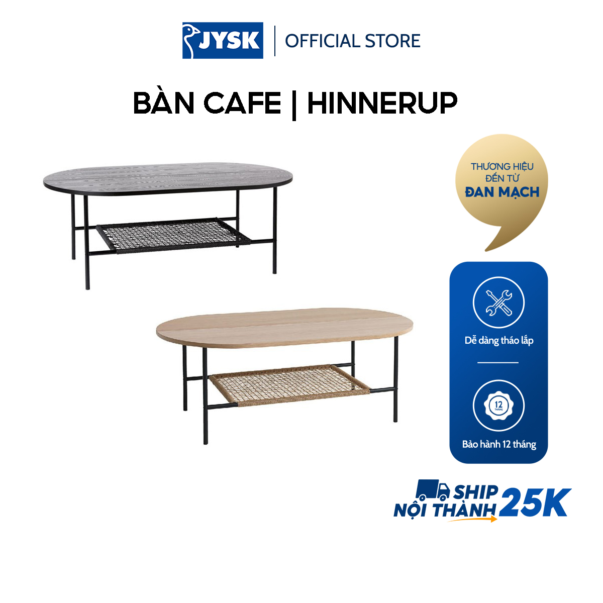 Bàn cafe | JYSK Hinnerup | gỗ công nghiệp/kim loại | nhiều màu | D120xR75xC45cm