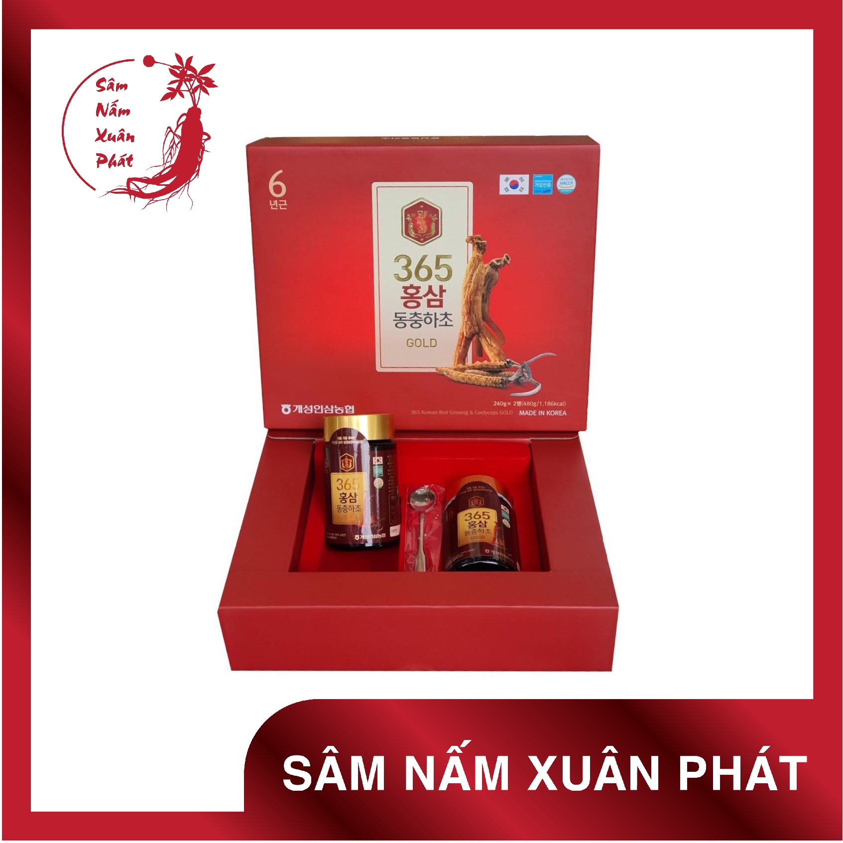 Cao hồng sâm đông trùng hạ thảo 365 hàn quốc hộp 2 lọ x 250g