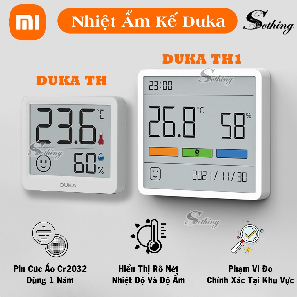 Nhiệt Kế Ẩm Điện Tử XIAOMI DUKA TH1 - Nhiệt Ẩm Kế XIAOMI DUKA TH Mini Hiển Thị Chính Xác Độ Ẩm Và Nh