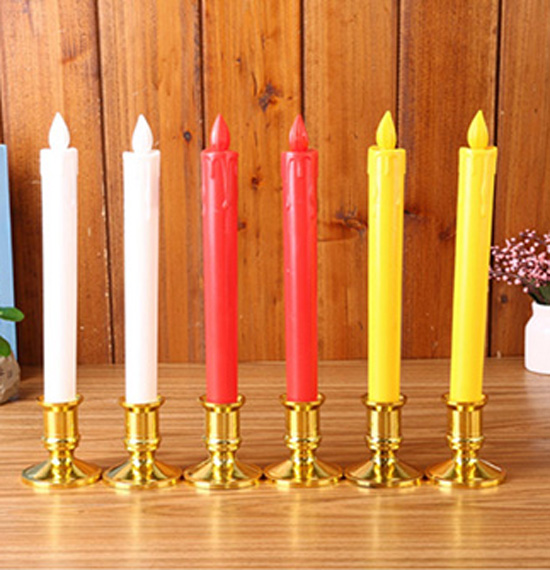 Cặp Nến điện tử để bàn thờ có chân đế loại cao 13cm, loại cao 19cm (Tùy chọn mua)
