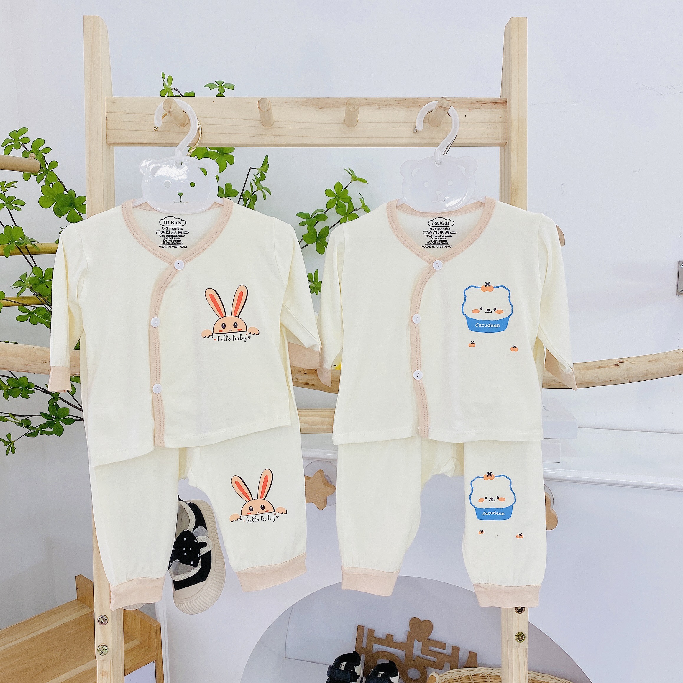 (MS96)Bộ dài tay sơ sinh peptit phong cách Hàn Quốc cho bé yêu