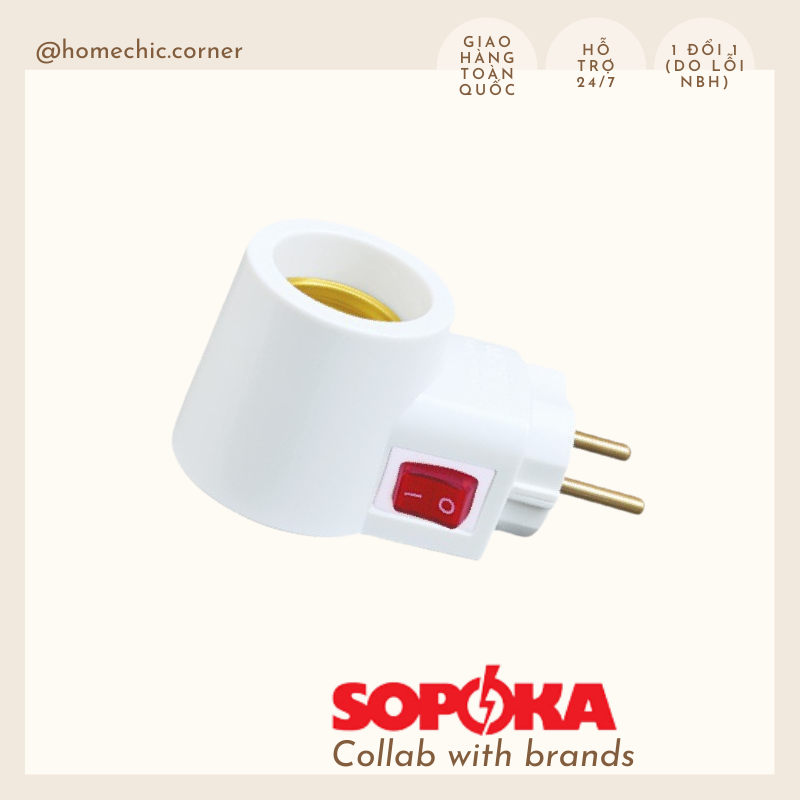 Đui bóng đèn led đui đèn e27 đuôi đèn có công tắc cắm trực tiếp nguồn điện sopoka | HOME CHIC CORNER