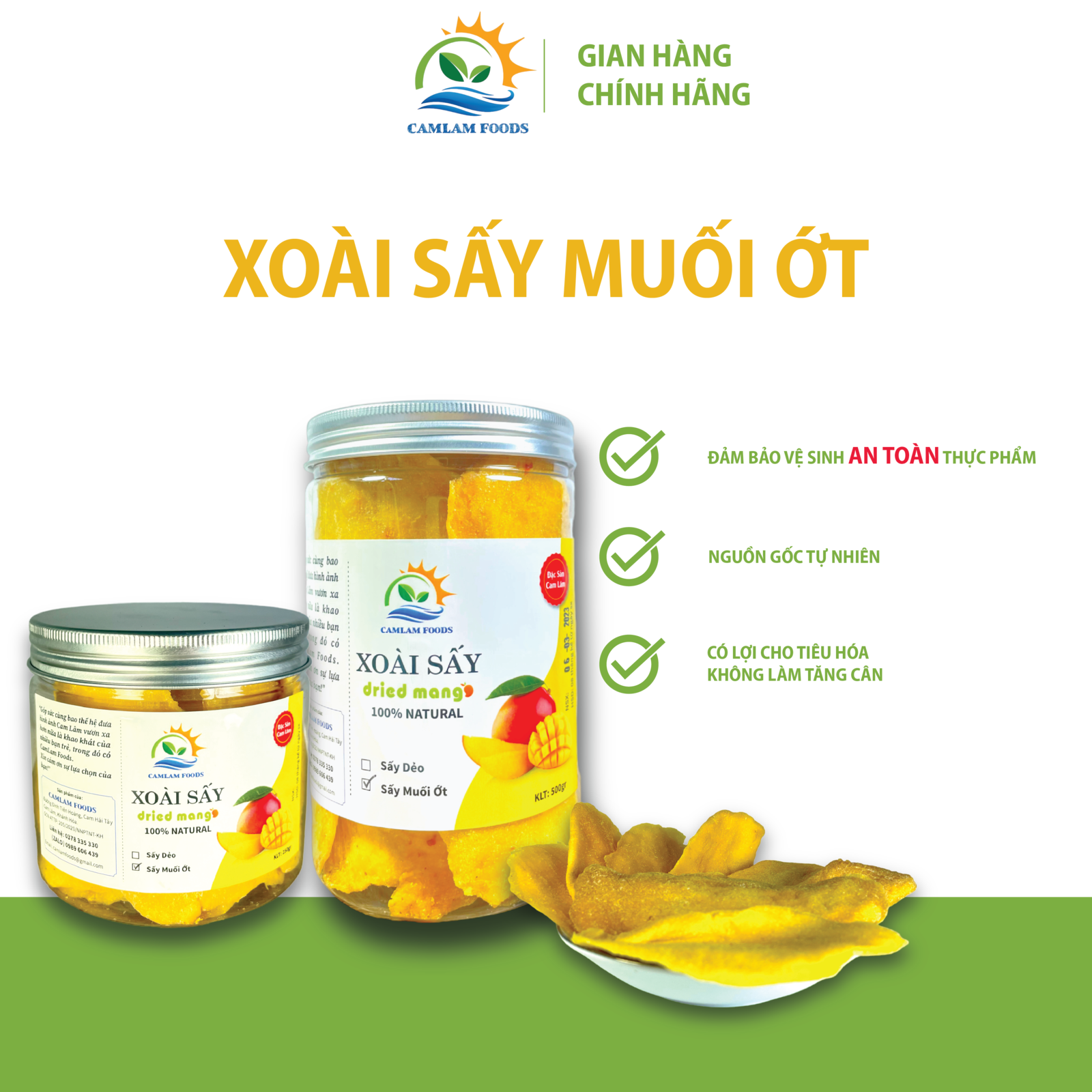 Hộp 500gr/250gr - xoài sấy dẻo muối ớt - cam lâm foods