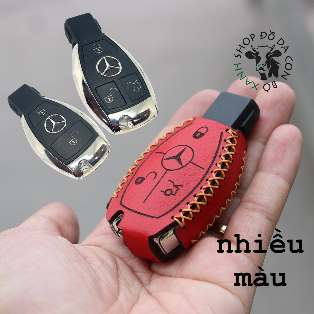 Bao da chìa khoá Mercedes handmade da thật, bao da chìa khoá Mec 001