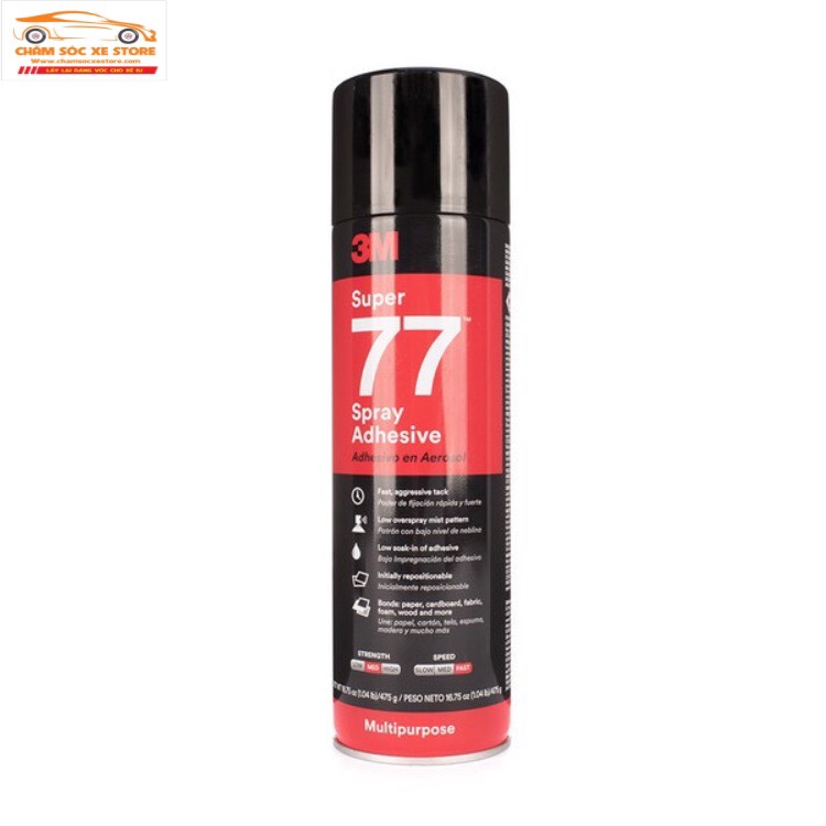 Keo Phun Xịt Đa Năng Chuyên Dán Các Vật Liệu Khác Nhau 3M Super 77 Spray Adhesive 375g chamsocxestore