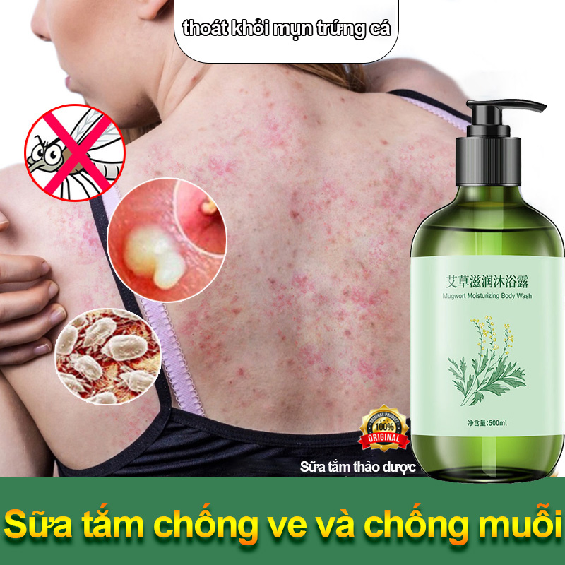 Sữa tắm ngải cứu sữa tắm dưỡng ẩm sữa tắm viêm nang lông sữa tắm dưỡng sữa tắm loại bỏ mụn sữa tắm sữa tắm mụn 500ML làm sạch và ngậm nước, loại bỏ mạt giảm ngứa kiềm dầu, loại bỏ rôm sảy và mụn