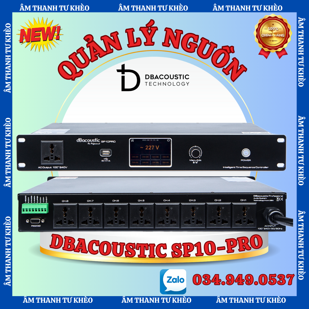 Quản lý nguồn dBacoustic SP10 Pro, có lọc nguồn, màn cảm ứng, tùy chỉnh nhiều chức năng