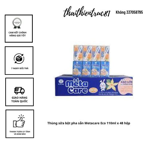 HOÀN TIỀN 10% Thùng sữa bột pha sẵn Metacare Eco 110ml x 48 hộp