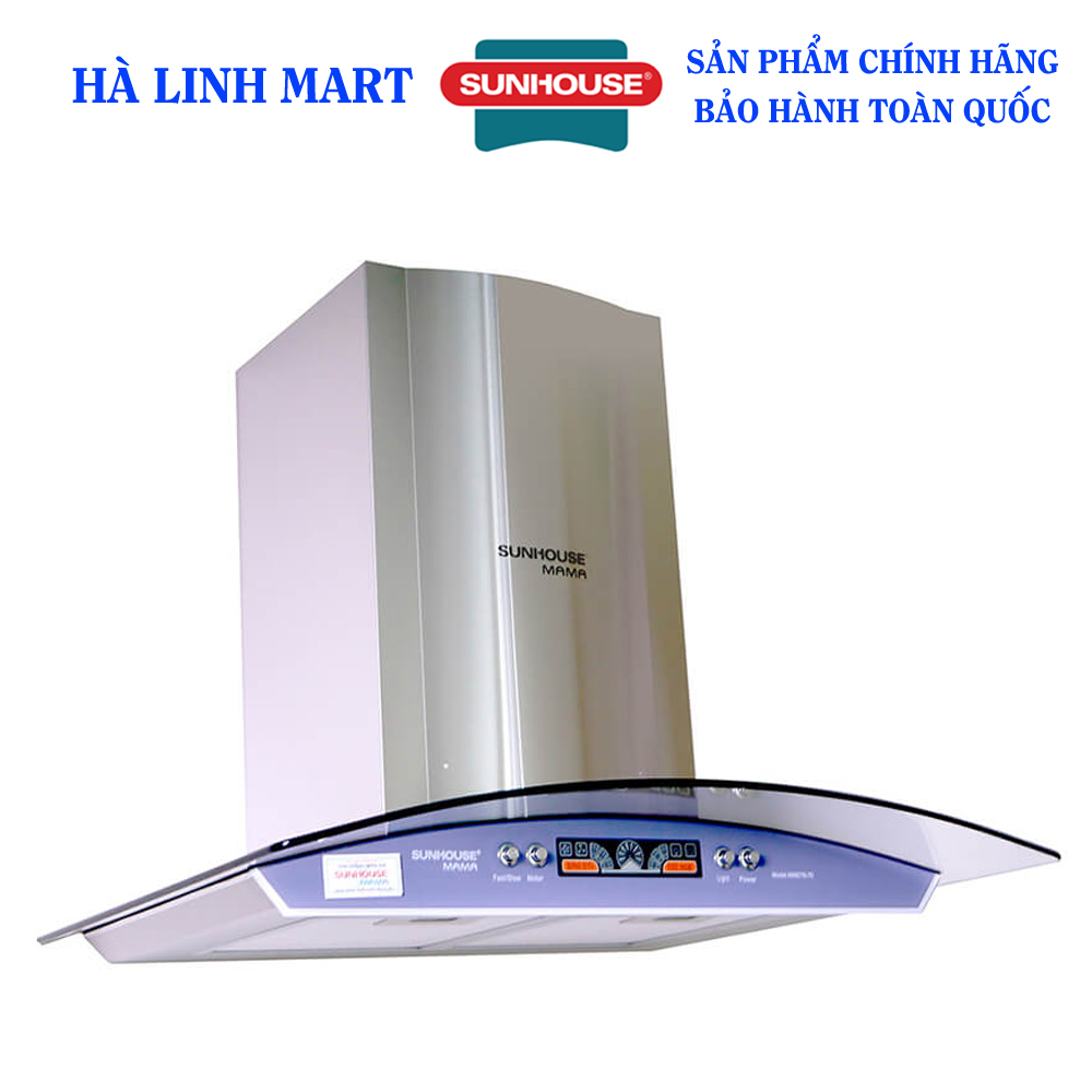 Máy hút mùi kính cong Sunhouse Mama MM6716-70 - Máy hút mùi nhà bếp được bảo hành 18 tháng tại nhà