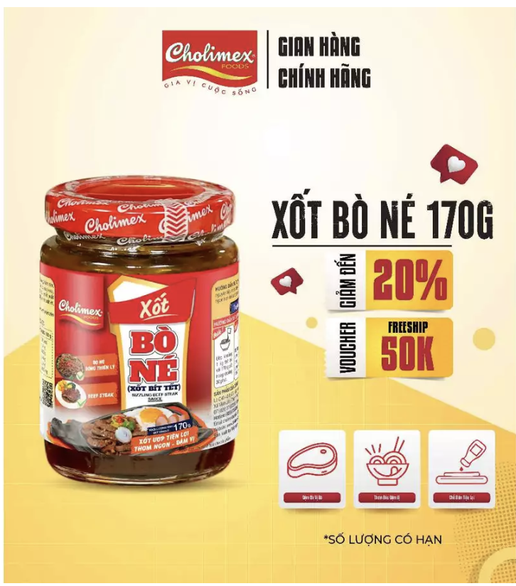 Xốt Bò Né Cholimex 170g – Gia vị nấu bò né đậm đà, tiện lợi, chính hãng Cholimex