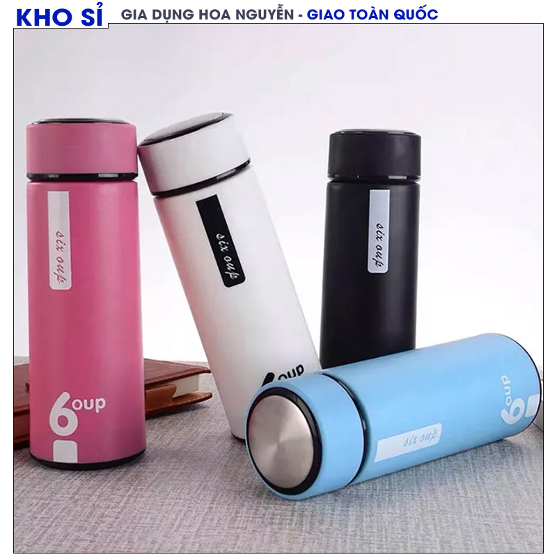 Chuyên sỉ Bình chai nước giữ nhiệt ruột thủy tinh vỏ nhựa 6OUP - 450ML