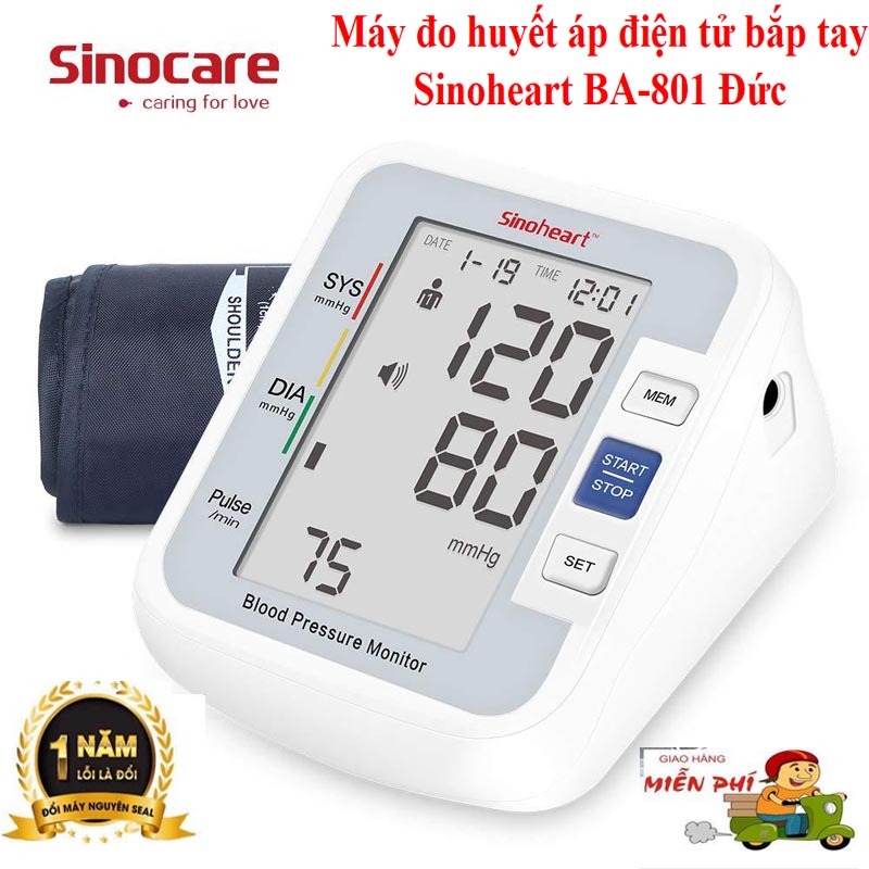 [HCM][ĐẠI HẠ GIÁ] Máy Đo Huyết Áp Bắp Tay Sinoheart Ba-801-Sinocare Công Nghệ Đức  Giá RẻMáy Đo Huyết Áp Omrom Có Giọng Nói Cho Kết Quả NhanhChính XácMàn Hình To Rộng Rõ Nét Dễ Nhìn Với Người Thị Lực Kém Bh 12 Tháng Toàn Quốc