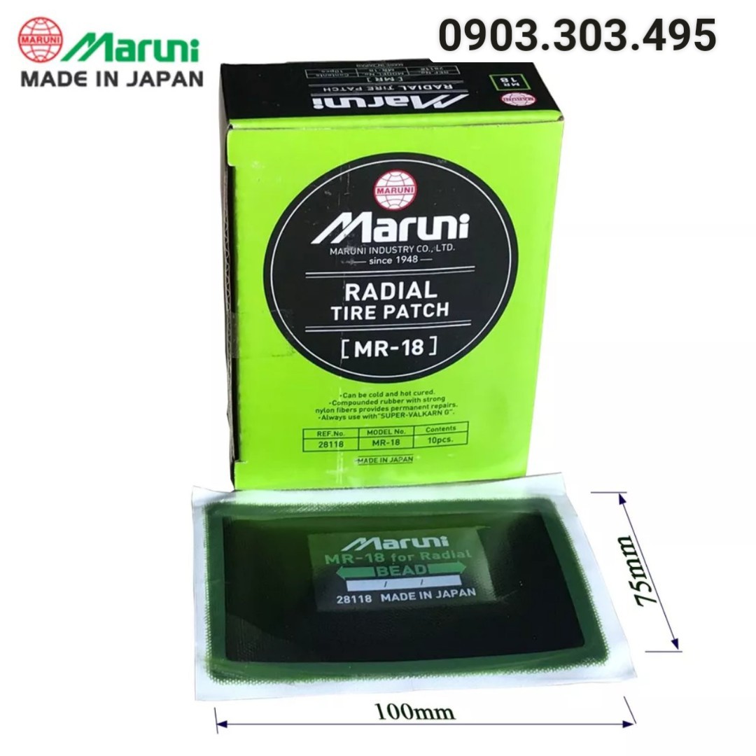 Miếng vá lốp ô tô bố tròn maruni mr-18, 75x100 mm