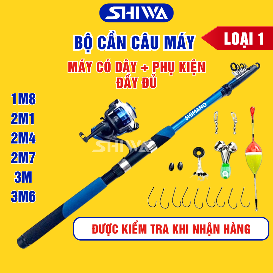 Bộ Cần Câu Máy Đứng Shimano Giá Rẻ - Cần Câu Cá Rút Gọn Đủ Size 1M8/2M1/2M4/2M7/3M Phù Hợp Câu Sông, Câu Ngâm Câu Lance - SHIWA