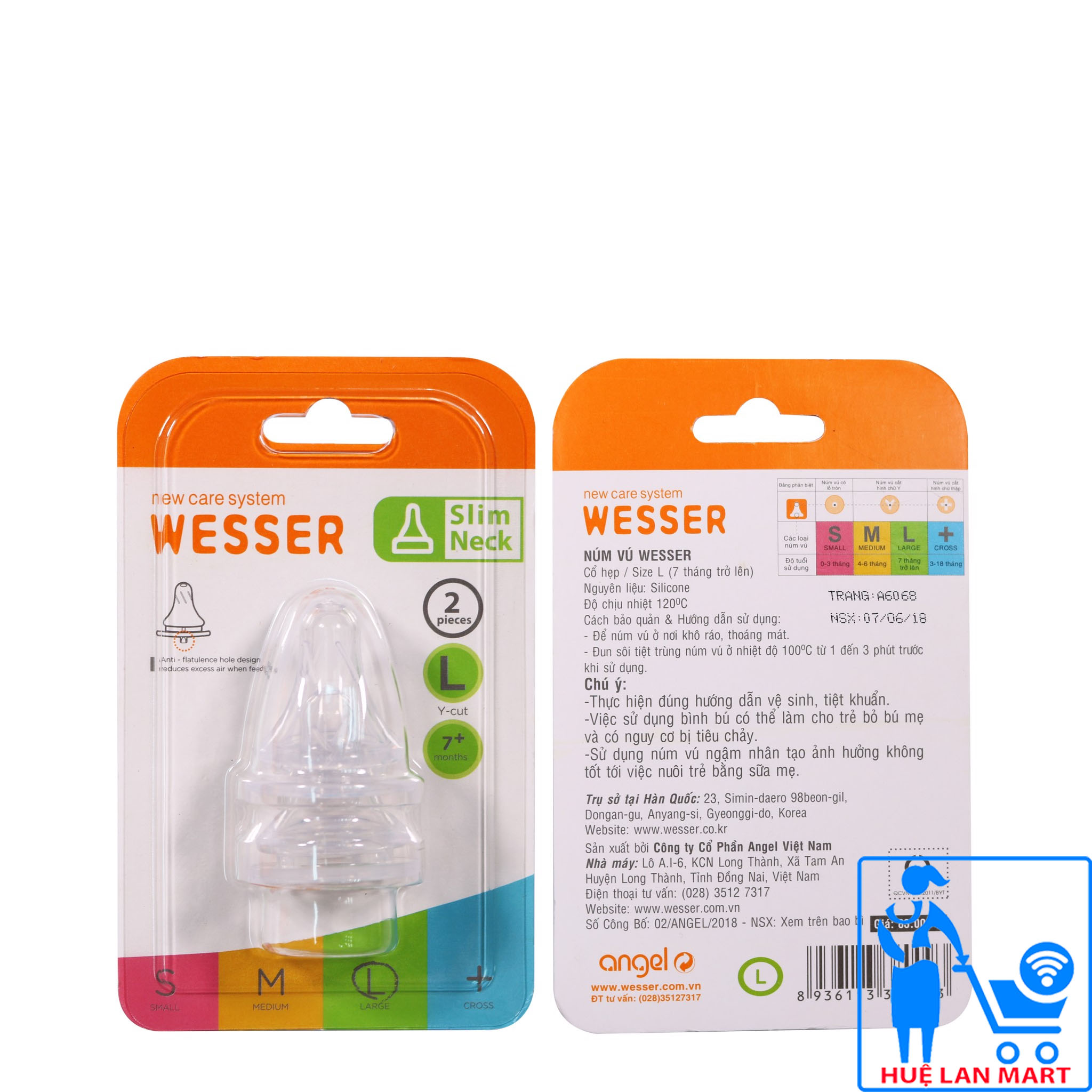 Bộ đôi núm vú wesser cổ nhỏ size l