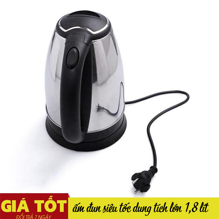 Ấm đun siêu tốc, Ấm siêu tốc 1,8L inox tiết kiệm điện CÓ BẢO HÀNH ĐỔI SẢN PHẨM LỖI