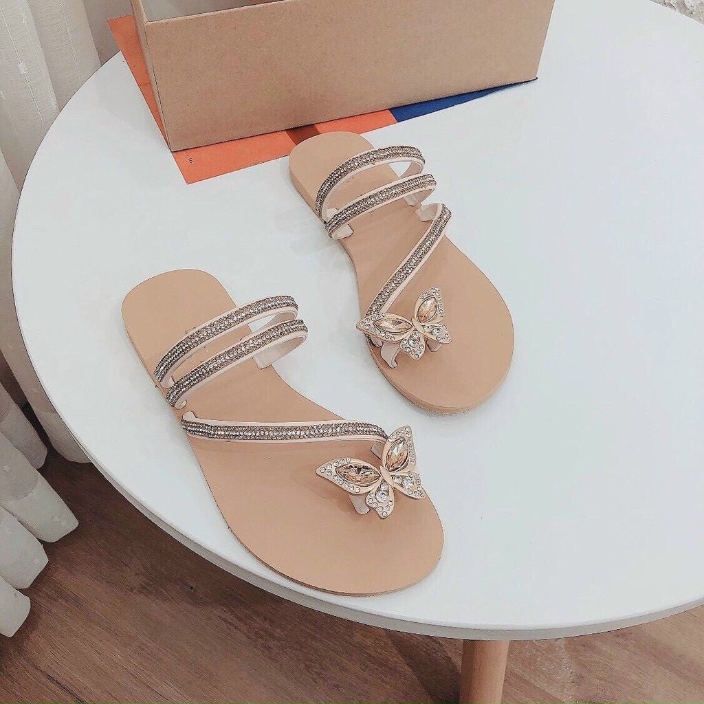 Dép bệt xỏ ngón đính bướm đá siêu xinh