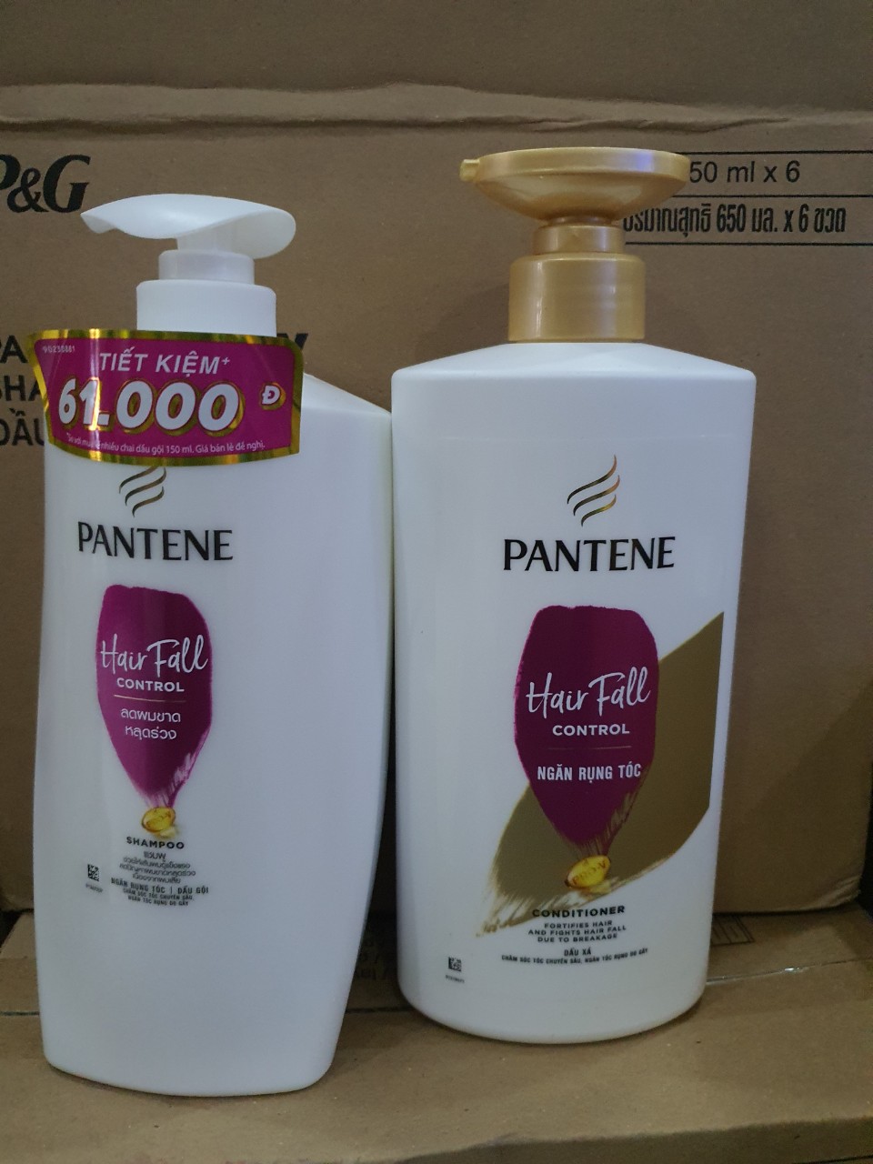 Combo chai Dầu gội Pantene ngăn rụng tóc 900ml + Dầu xả Pantene ngăn rụng tóc 650G