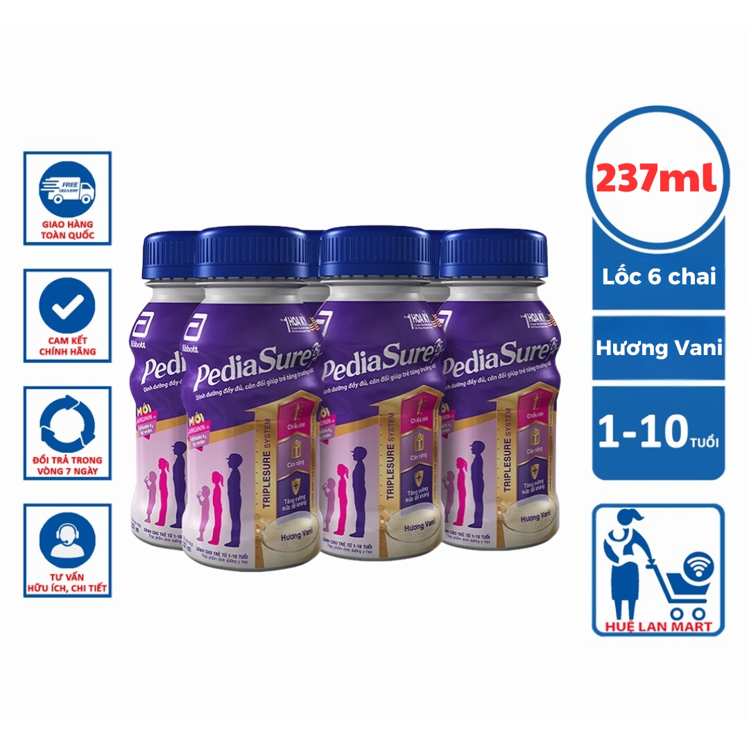 Sữa bột pha sẵn abbott pediasure ba hương vani lốc 6 chai x 237ml