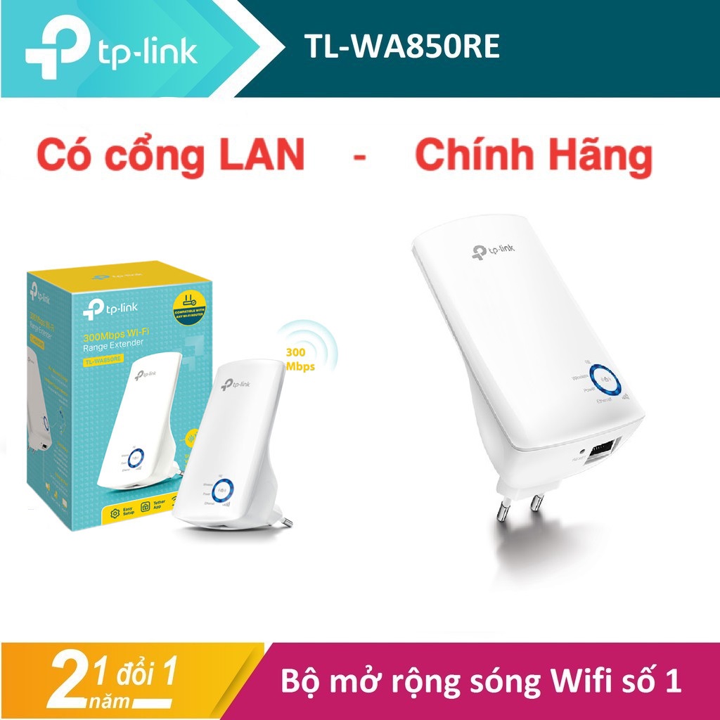 THIẾT BỊ THU SÓNG WIFI,PHÁT WIFI 200M-3KM[Bán Chạy]Kích sóng wifi TP-Link wifi không dây Chuẩn N 300Mbps TL-WA850RE - Kich song wifi TPlink Bộ kích sóng wifi TP Link | Bo kich song wifi TPLink | range extender TP-link | 850RE