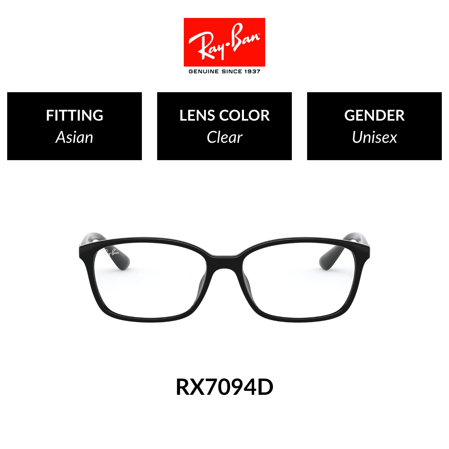 Mắt kính ray-ban - rx7094d 2000 - kính thường size 55