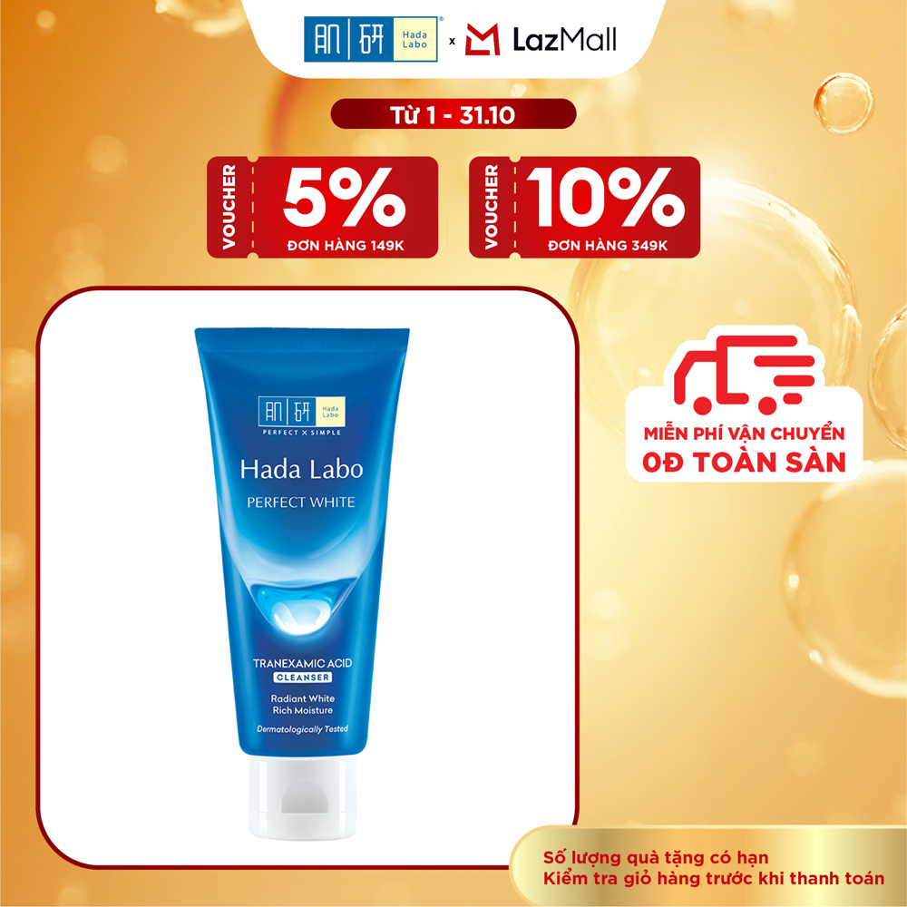 Sữa rửa mặt dưỡng trắng Hada Labo Perfect White Tranexamic Acid Cleanser 80g