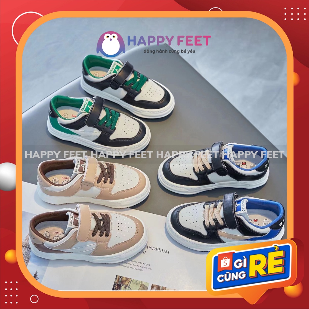 giày cho bé thể thao da đế bệt êm mềm Happy Feet cho bé trai bé gái 3- 10 tuổi