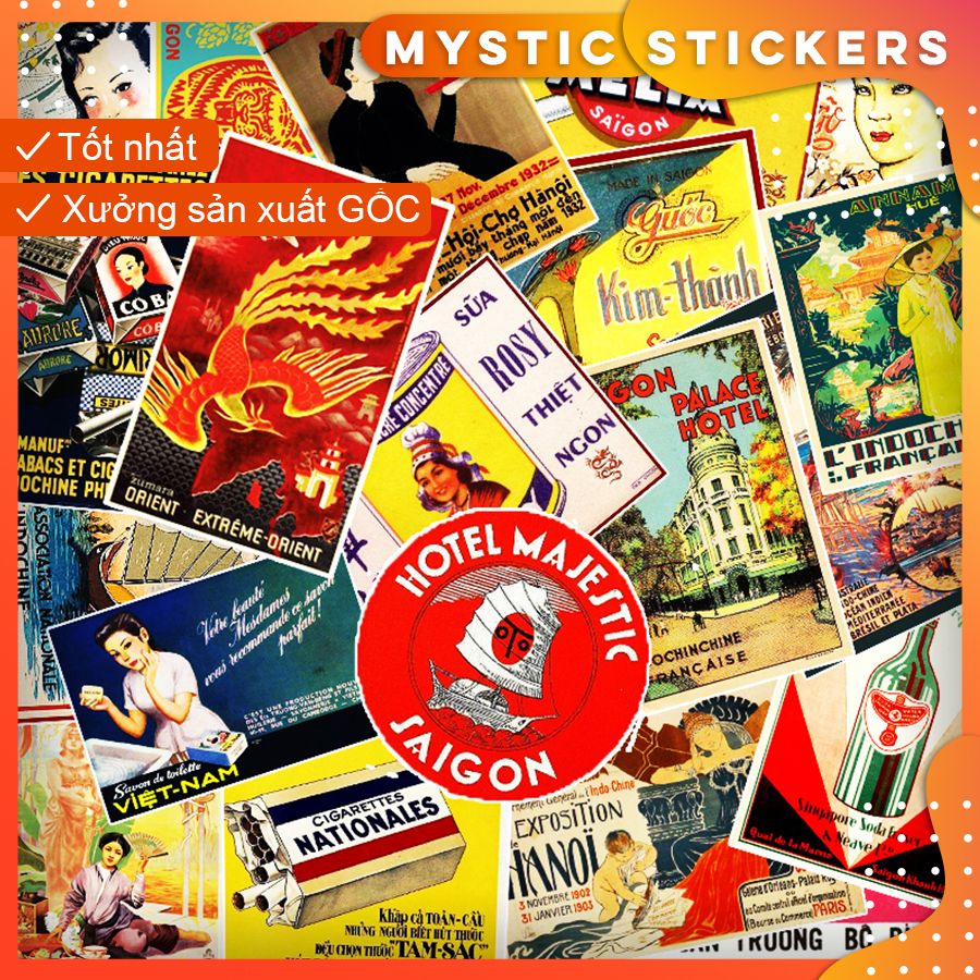 [VIỆT NAM XƯA] 71 Sticker chống nước/Hình dán/Decal dán laptop vali xe mũ bảo hiểm nhà cửa ...