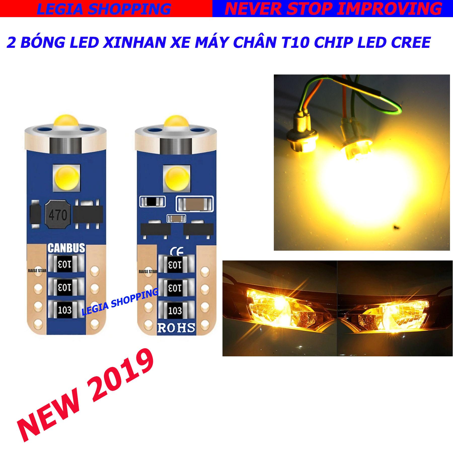 2 BÓNG ĐÈN XI NHAN - ĐỀ MI CHÂN T10 CHIP CREE SIÊU SÁNG 2019 MÀU VÀNG