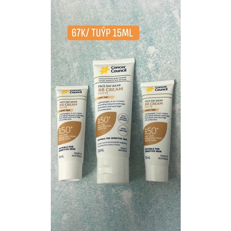 Kem nền có chống nắng bb cream 3 trong 1 cancer council spf50+