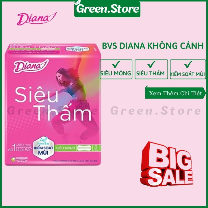 Băng Vệ Sinh Diana Siêu Mỏng Không Cánh