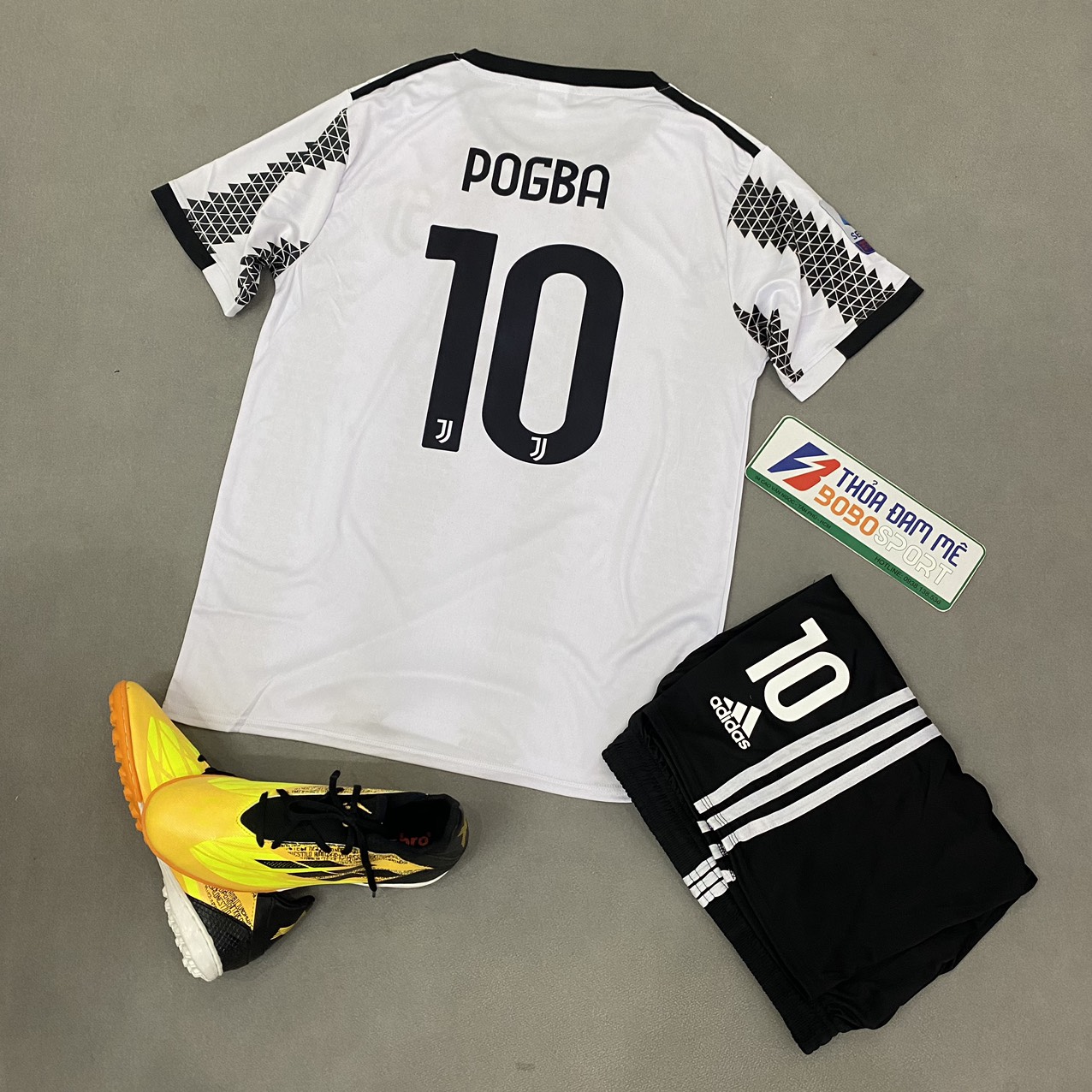 Bộ quần áo bóng đá in tên pogba -10 clb juventus sọc sân nhà 2023