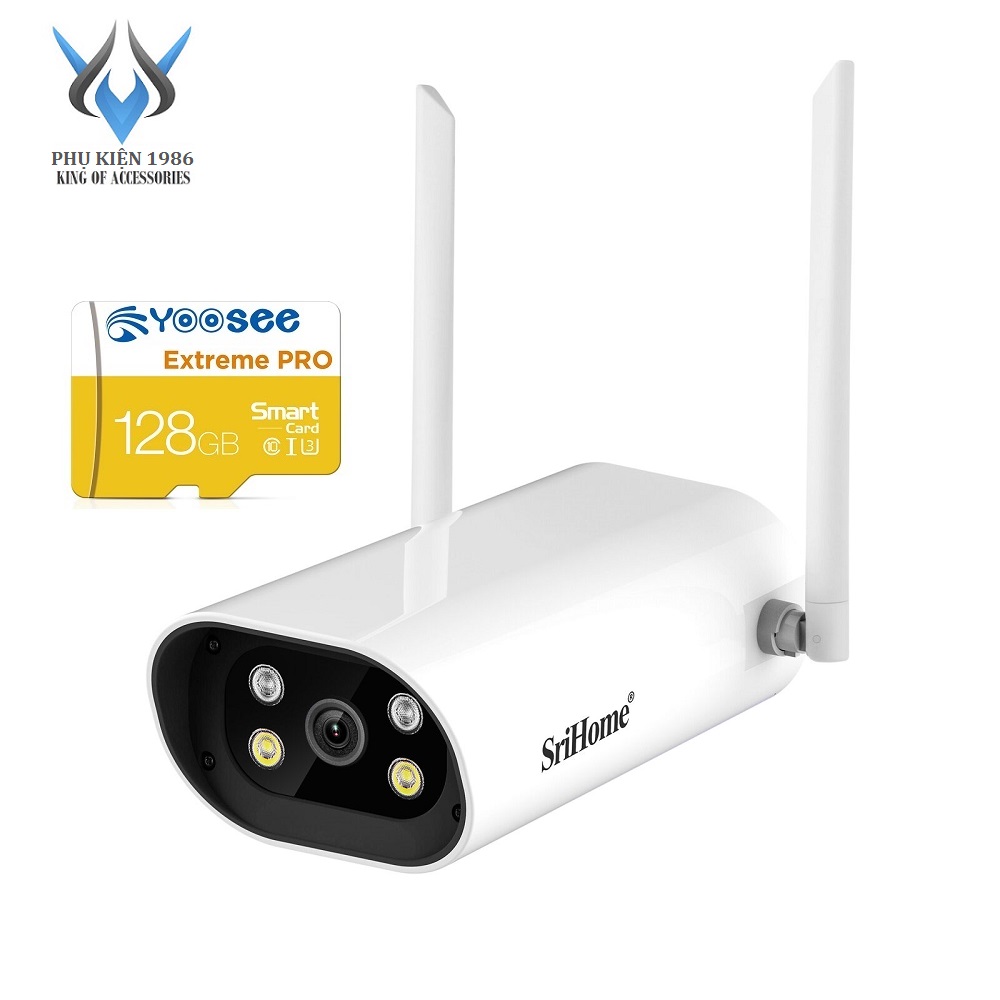 Camera IP Wifi ngoài trời SriHome SH037 4.0MP QHD 2K 2560P Màu ban đêm Hỗ trợ Wifi 2.4/5G xoay 355 độ (Trắng) - 4 phân loại tùy chọn
