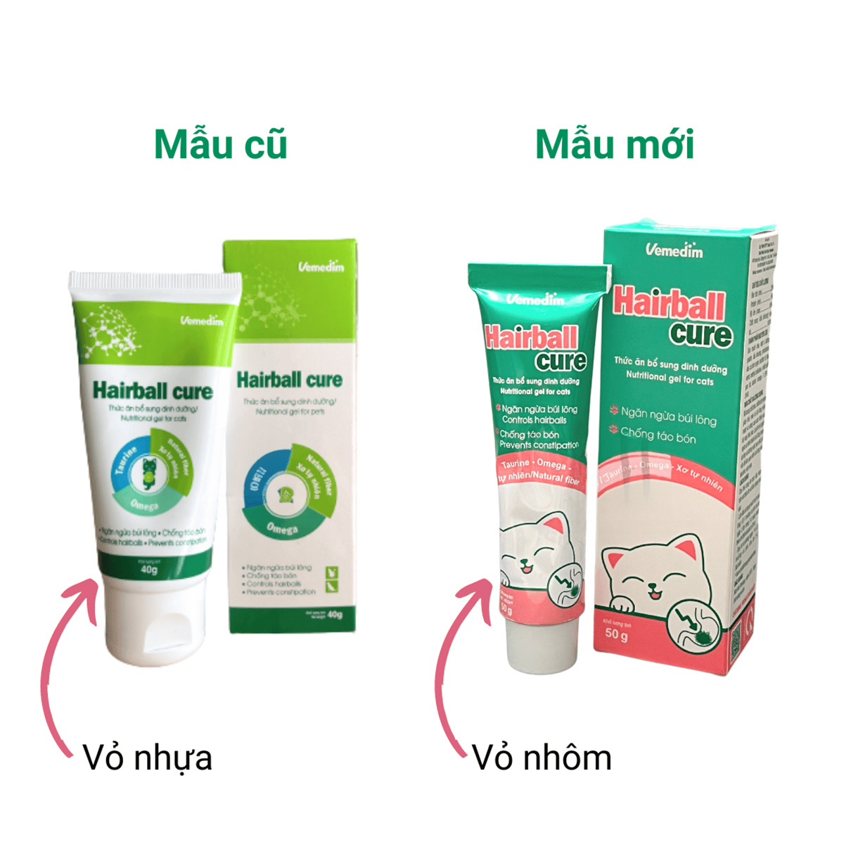 Tiêu búi lông cho mèo Hairball Cure 40g - Gel dinh dưỡng tiêu búi lông