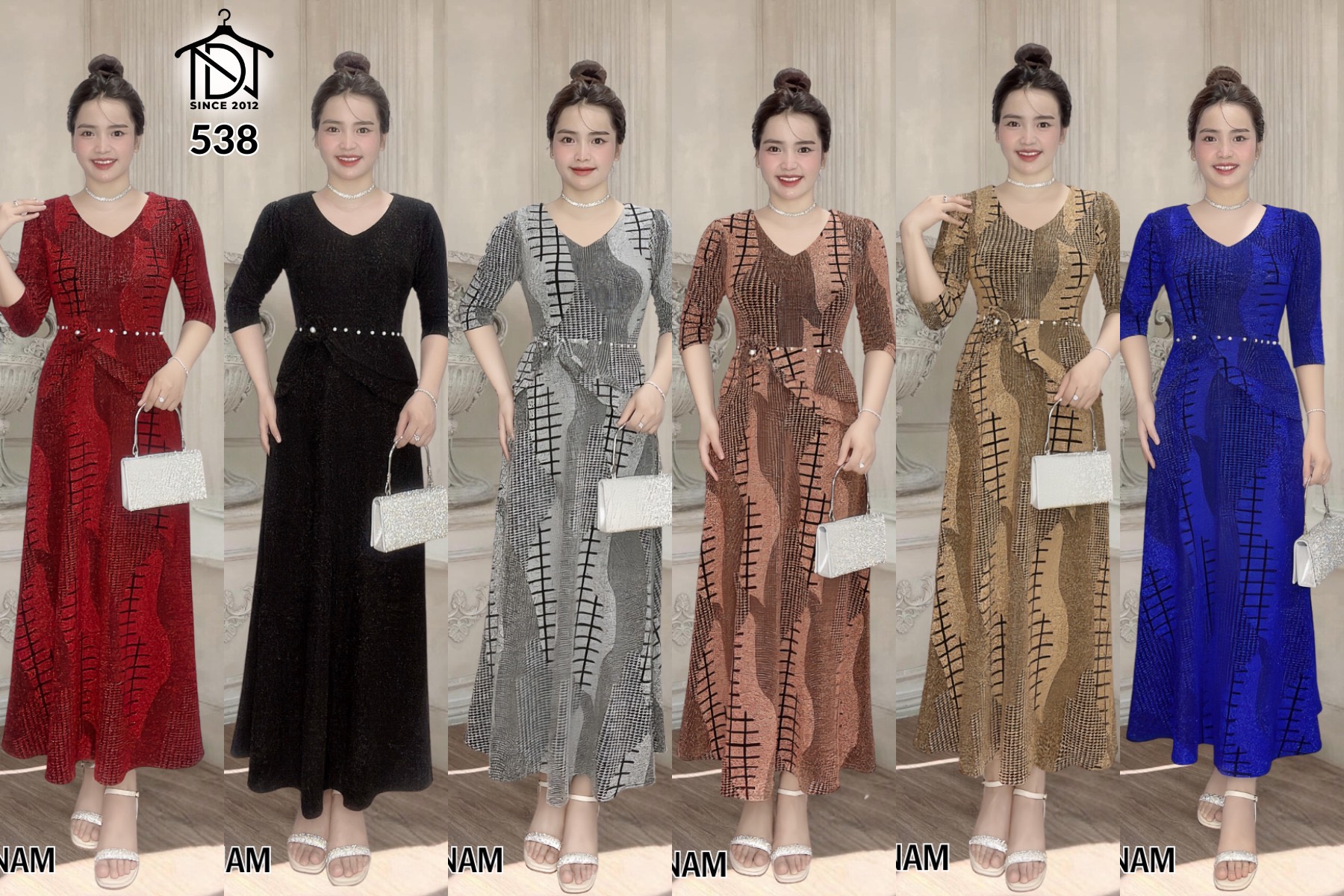 Đầm thun dự tiệc trung niên cao cấp cho mẹ cho bà