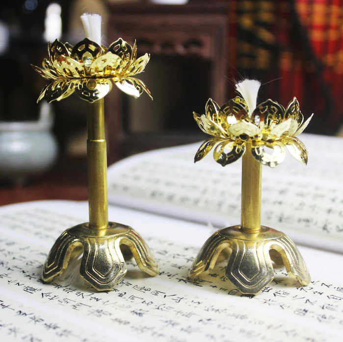 Đèn Bấc Cánh Hoa Sen Bằng Đồng Cao Cấp - Chỉnh Chiều Cao - dùng trong thờ cúng [Tâm Linh - Kính Phật - Phong Thủy ]