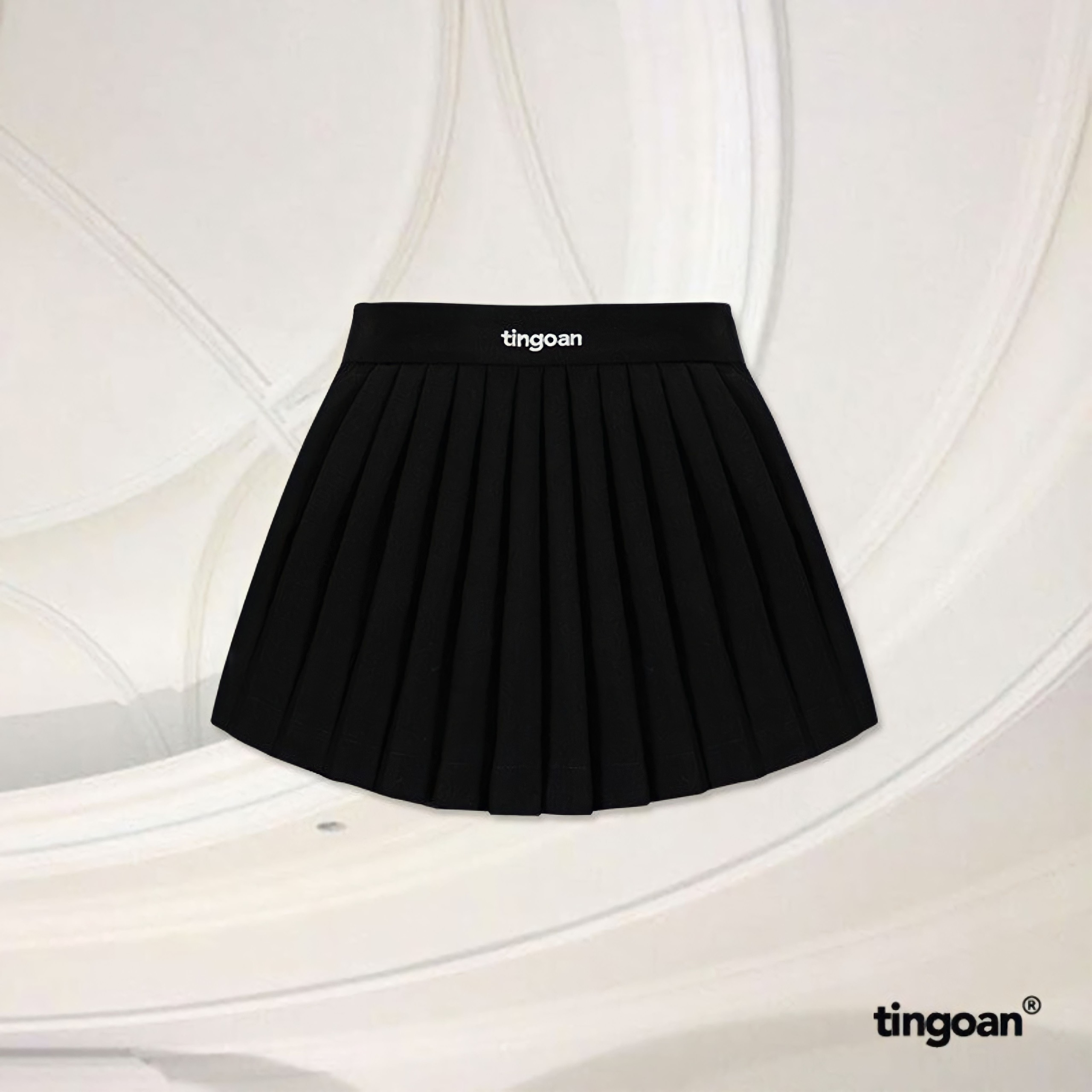 TINGOAN® - Chân váy cạp cao xếp ly lượn gấu đen tingoan FORGET MY EX SKIRT/BL PHIÊN BẢN MỚI T2.2025