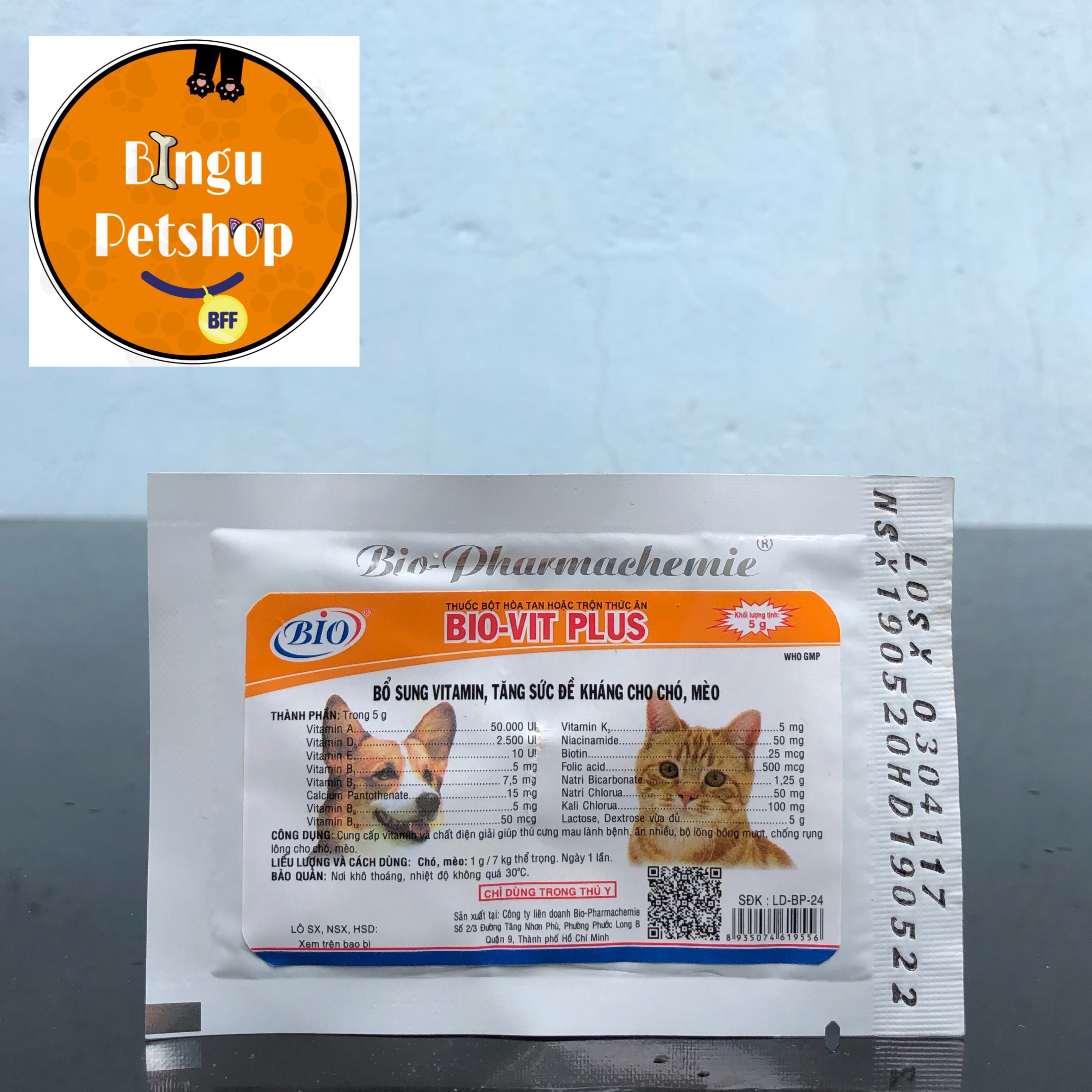[LẺ 1 GÓI] Sản phẩm bổ sung vitamin và tăng đề kháng chó mèo Biovit Plus (gói 5g)