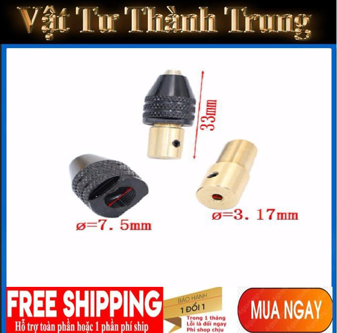 Đầu kẹp mũi khoan cho Motor trục 3.17mm