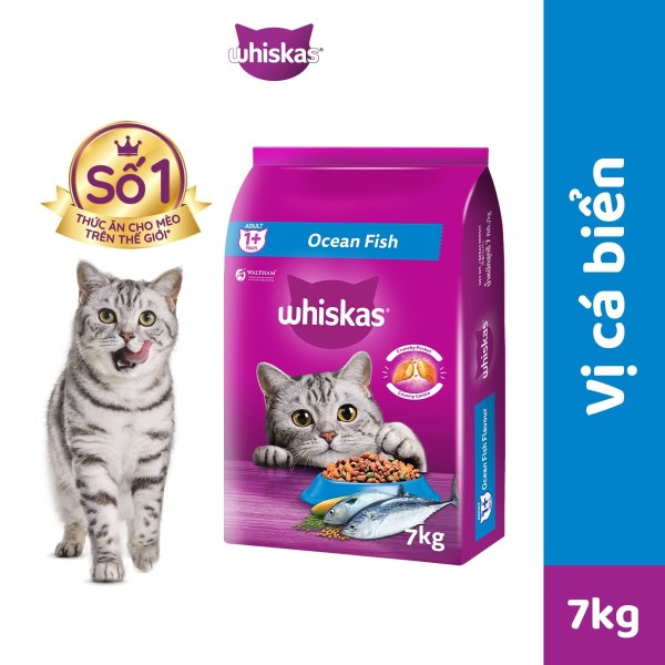 Thức Ăn Hạt Cho Mèo Trưởng Thành WHISKAS vị Cá Biển - 7kg - Dinh Dưỡng Hoàn Thiện  Cân Bằng Cho Mèo Từ 1 Tuổi trở Lên