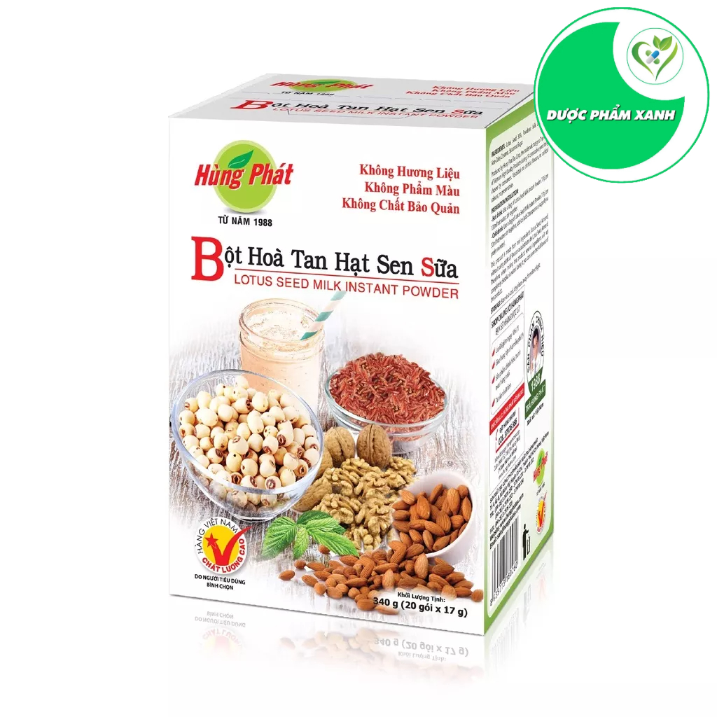 Bột hòa tan hạt sen sữa -hộp 20 gói x 17g - hùng phát